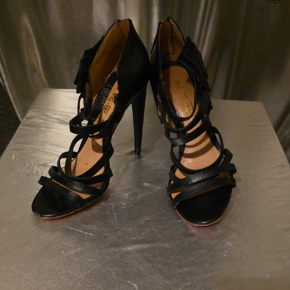 L.A.M.B. Black Strappy Heels
